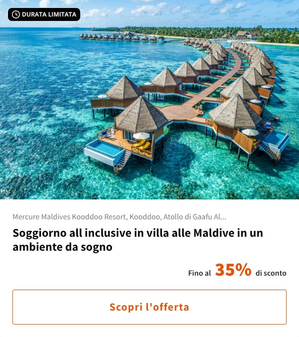 Soggiorno all inclusive in villa alle Maldive in un ambiente da sogno