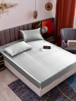 Image of Set da 3 pezzi in seta 19Momme: lenzuolo con angoli + 2 federe