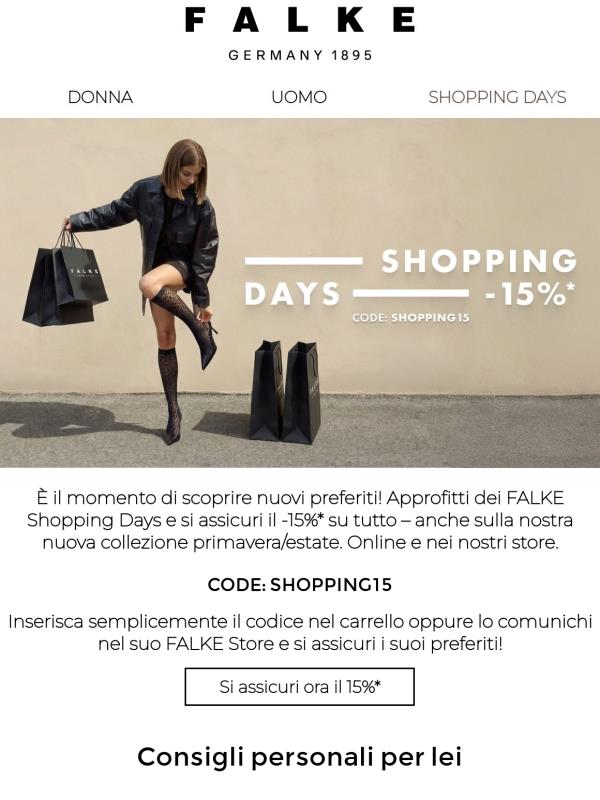 Shopping Days: si assicuri ora il -15%*