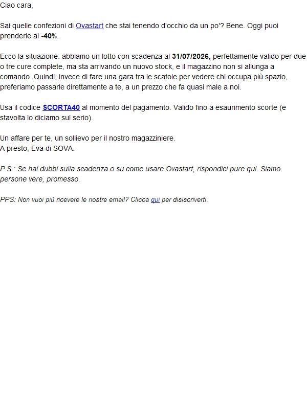 Ovastart a -40%: fai scorta (finché dura)