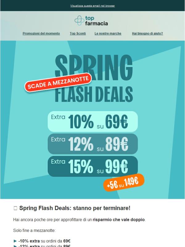 ⏰ Scade oggi: fino al -15% + 5€