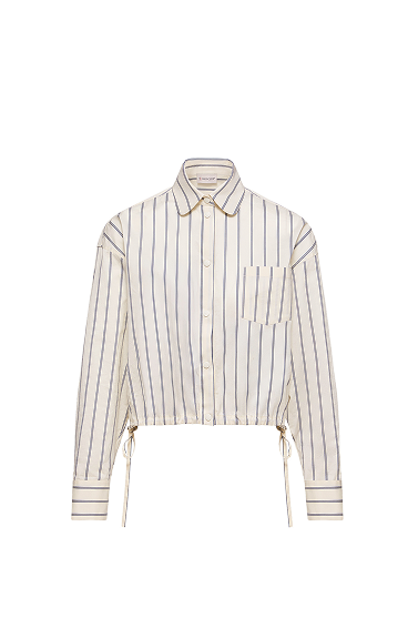 Camicia a maniche lunghe in cotone e seta a righe