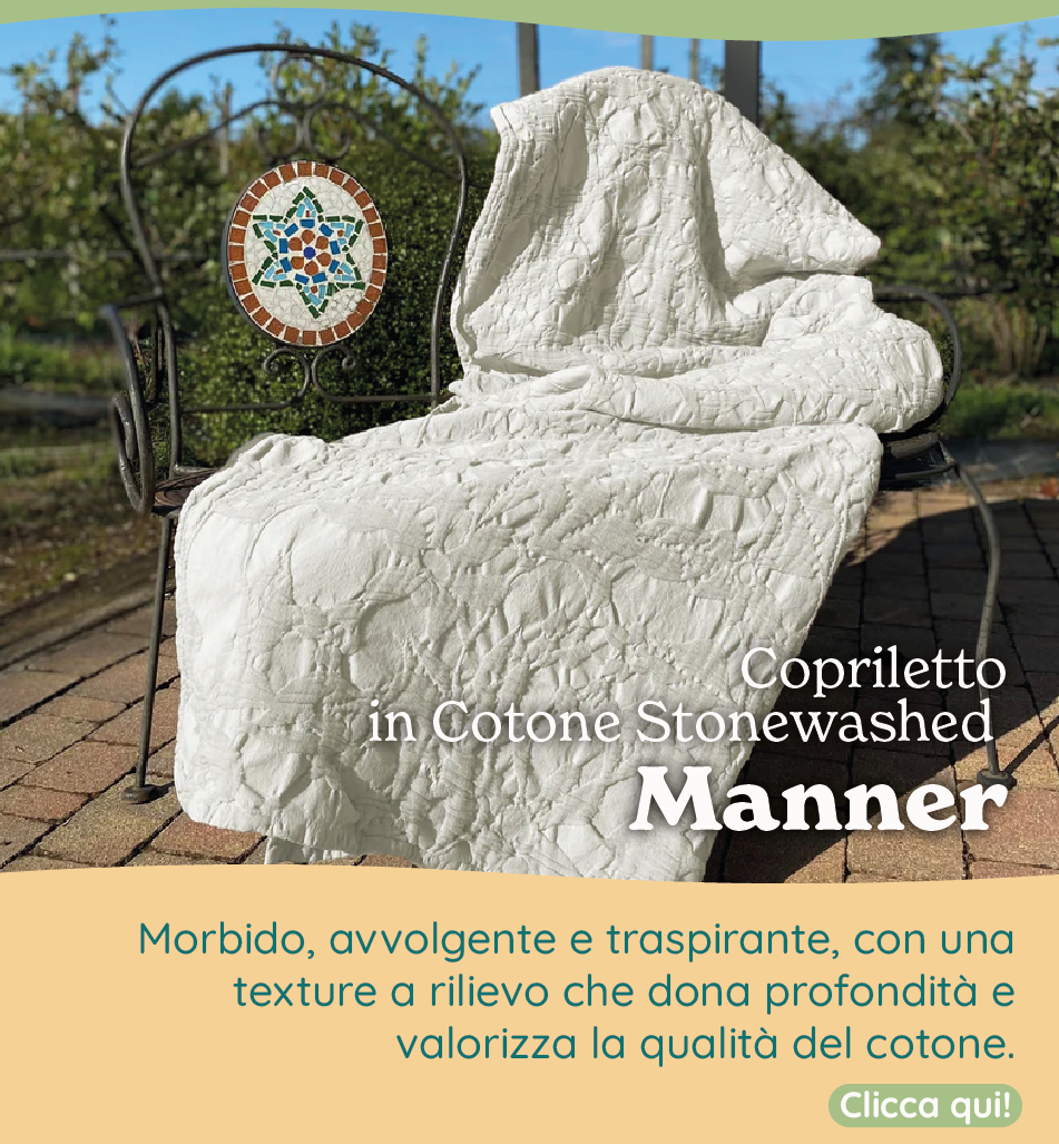 Copriletto in Cotone Stonewashed con Lavorazione a Rilievo - Manner