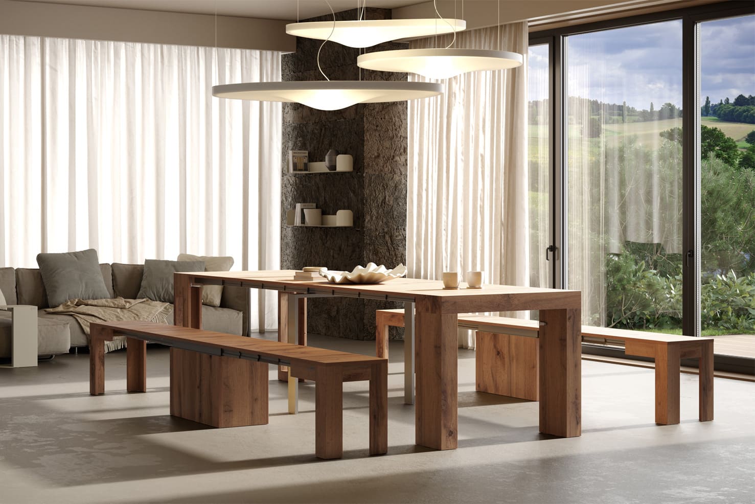 Mobili Fiver - Consolle allungabile + Panca X