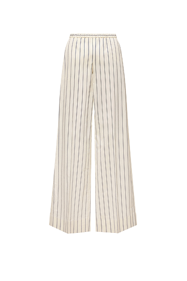 Pantaloni in cotone e seta a righe