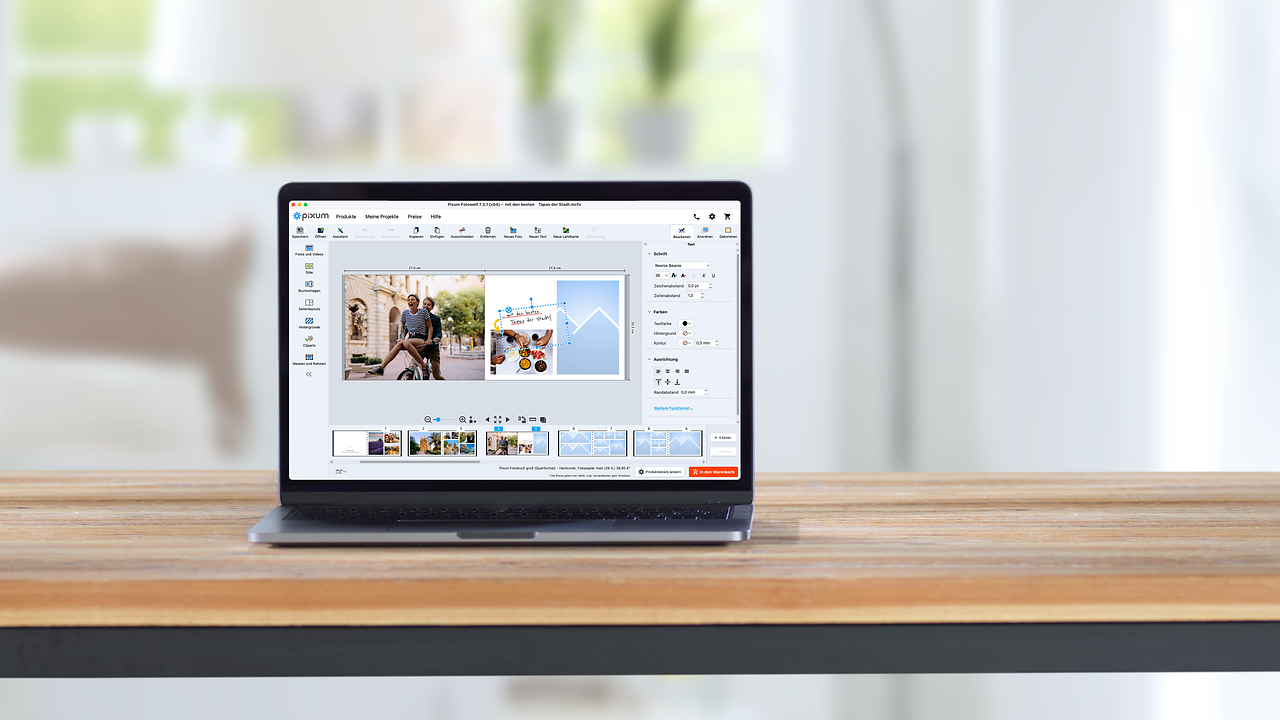 Pc sopra ad un tavolo con il Software Fotomondo Pixum