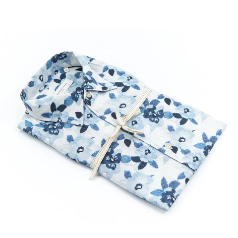 Camicia Fantasia Floreale Azzurro e Blu