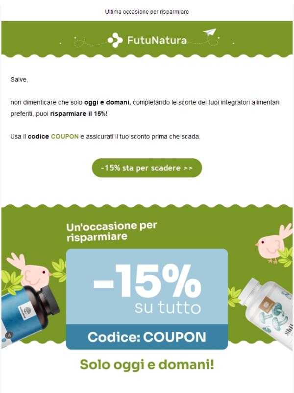 -15% su tutto sta per scadere ⏳