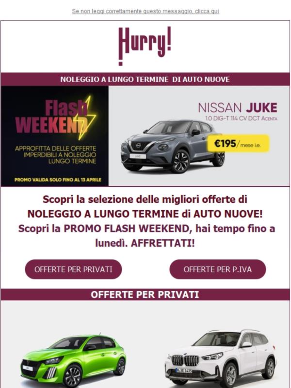 🚘HURRY! Noleggio | Le MIGLIORI OFFERTE della PROMO FLASH! Hai tempo fino a lunedì 13 aprile per approfittare della super PROMO.🚘 Scopri tutte le auto a noleggio a prezzi scontati!