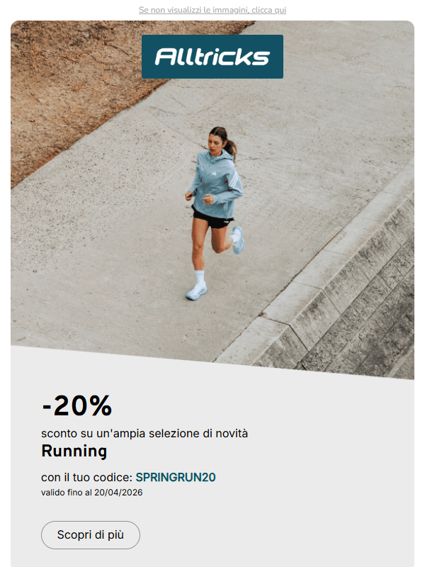 SPRINGRUN20: -20% sulle tue uscite di running