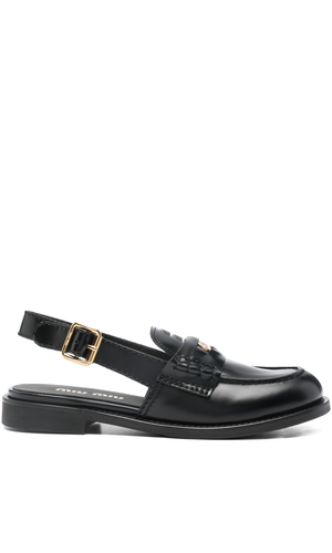 Leather slingback loafers