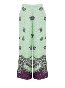 Pantaloni Palazzo in Seta con Stampa Gucci