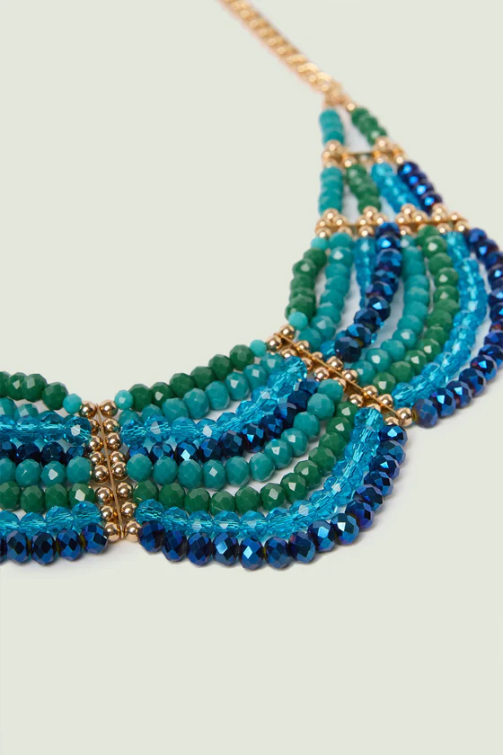 COLLANA-COLLIER DI JAIS E PERLINE DORATE