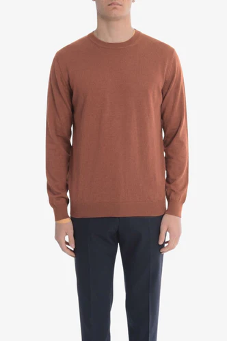 Maglia Girocollo in Cotone Crepe / Marrone