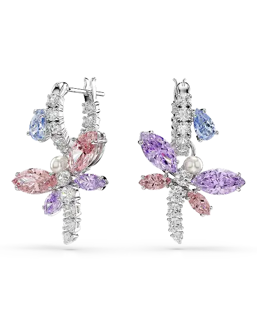 Orecchini pendenti Ariana Grande x Swarovski, Taglio misto, Libellula, Multicolore, Placcati rodio