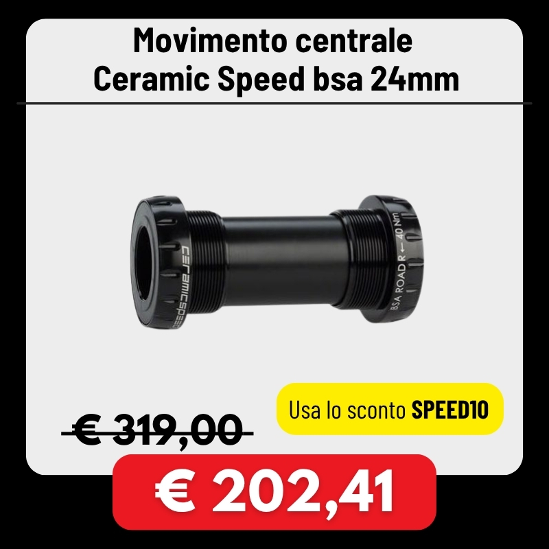 CeramicSpeed BSA 24mm threaded bottom bracket (black) for road bikes — promotional price tag displayed