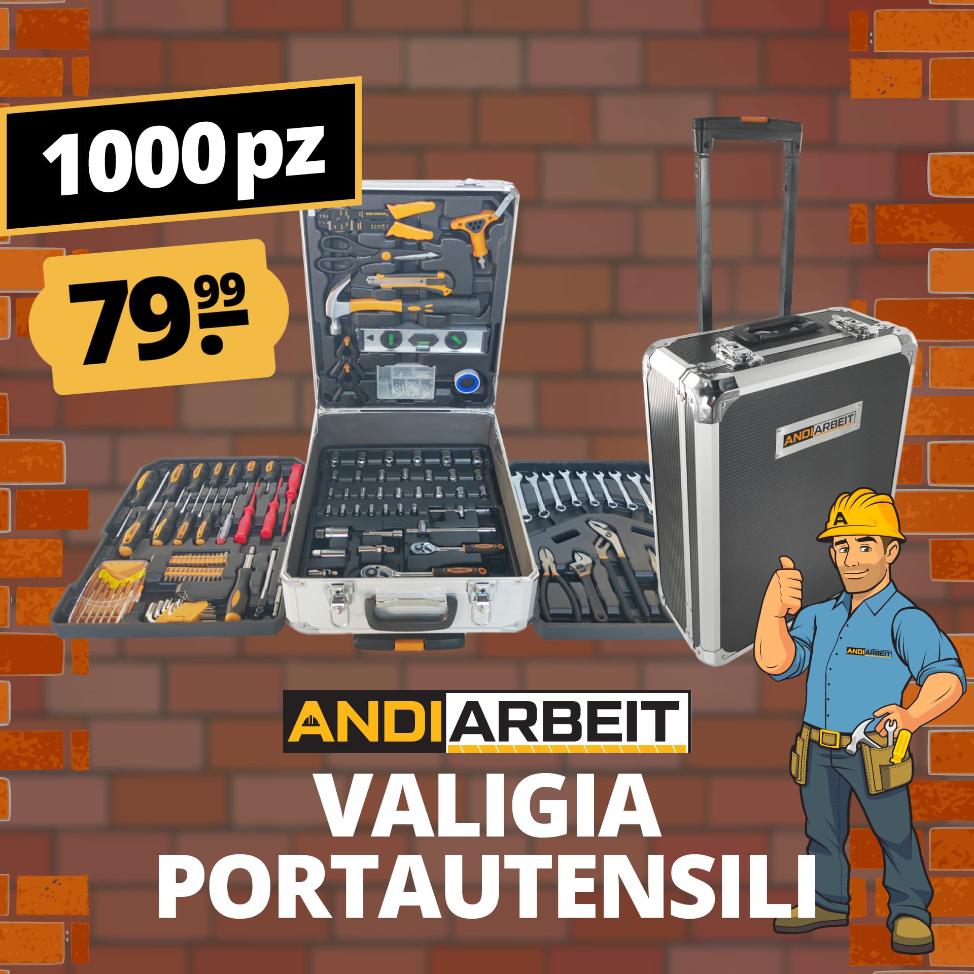 andiarbeit valigetta portautensili tuttofare trolley 1000 pezzi