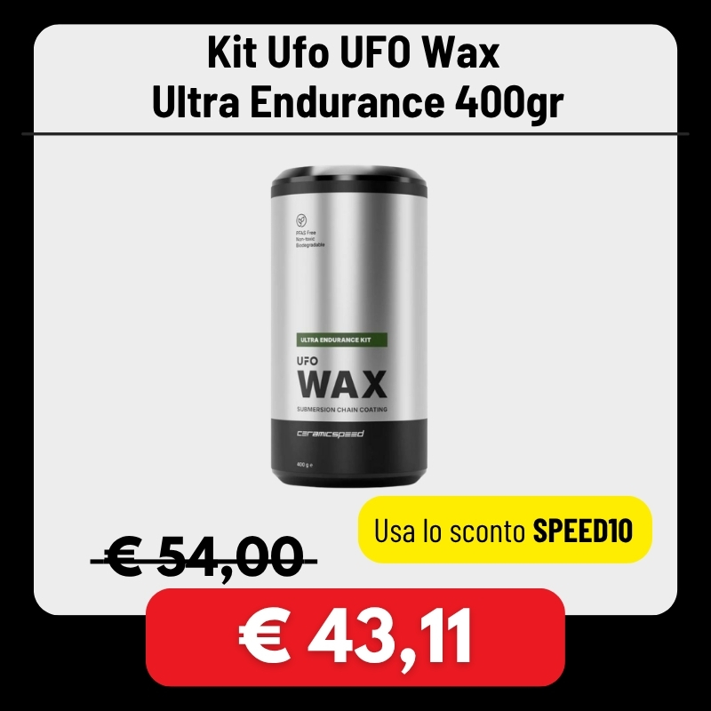 Can of Kit UFO Wax Ultra Endurance 400g chain coating by CeramicSpeed, product shot with discounted price €43.11 (was €54.00)