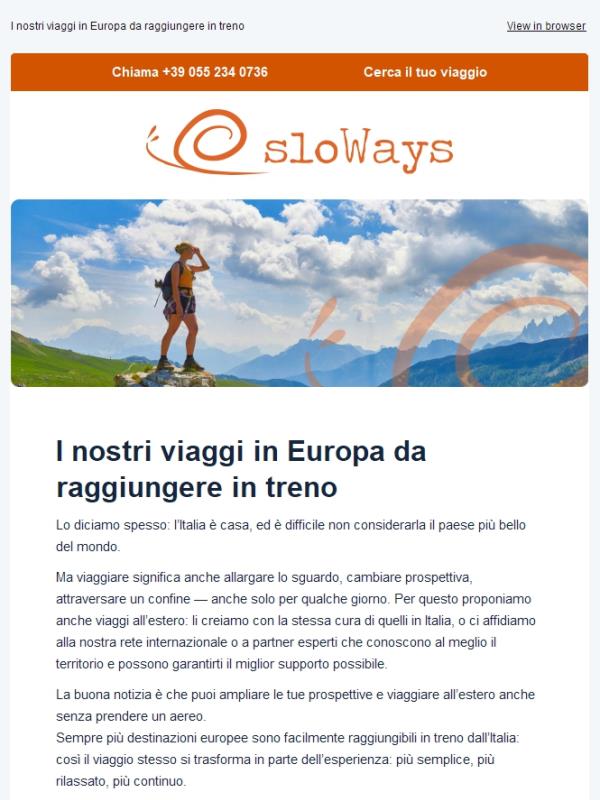 Oltre l’Italia, senza volare