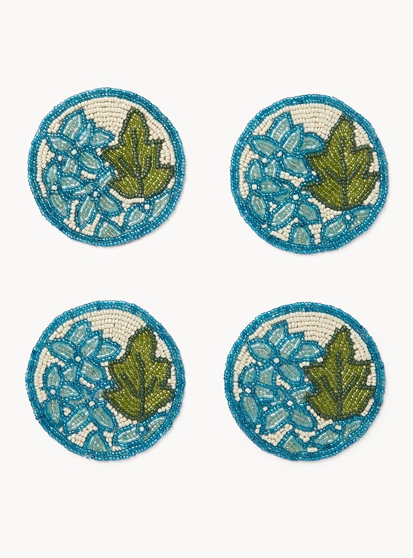Set 4 sottobicchieri fatti a mano con perline in vetro