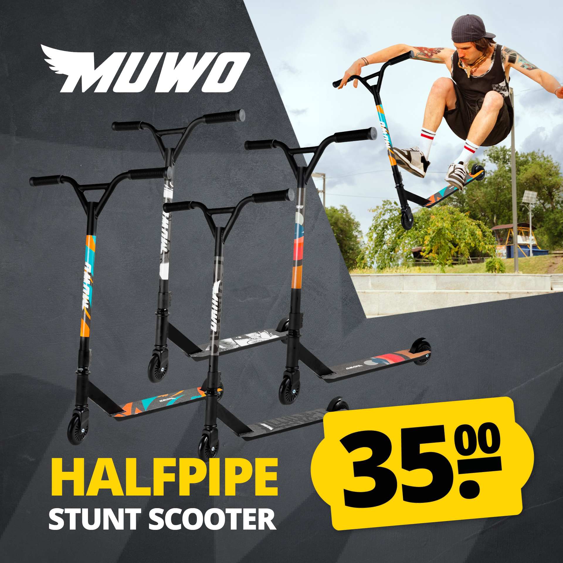 muwo halfpipe monopattino arancione