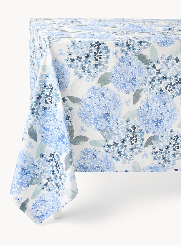 Tovaglia in panama di cotone con stampa ortensie