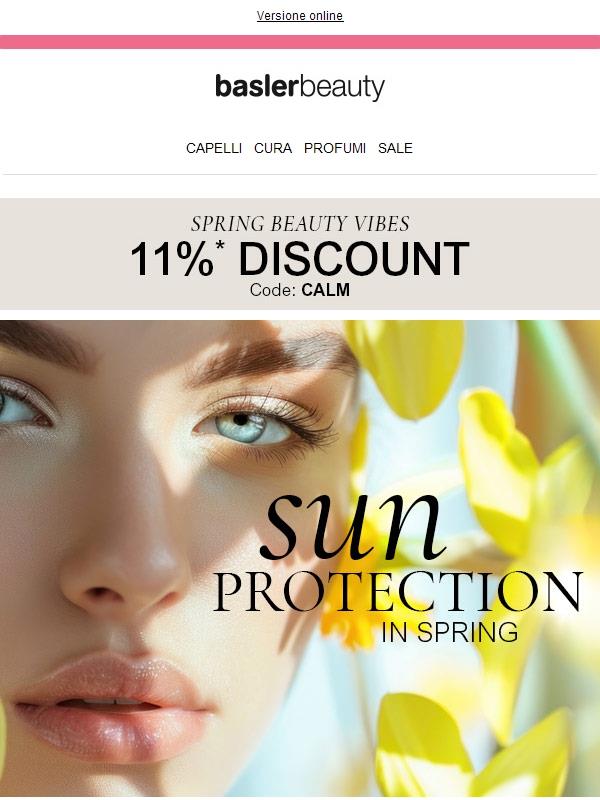 Goditi il sole primaverile ☀️ con protezione solare e uno sconto dell'11%