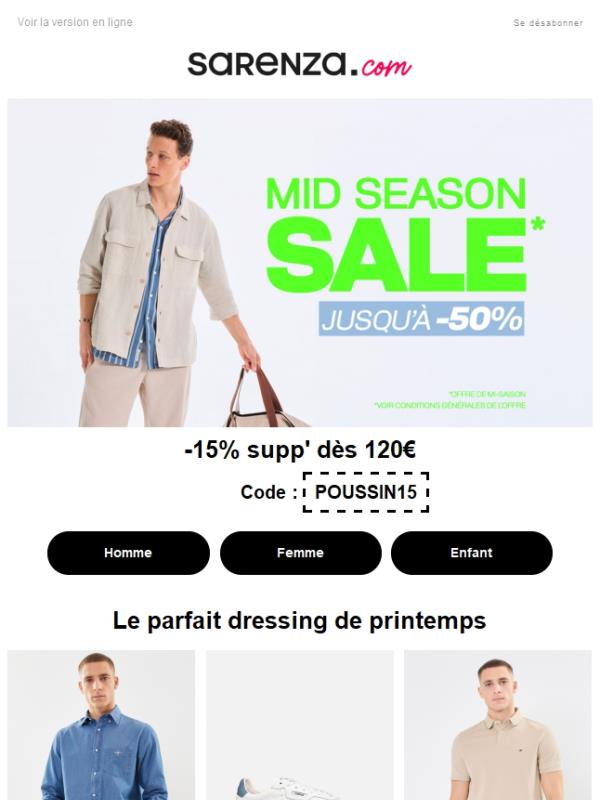 Jusqu'à -50% & -15% supp' dès 120€ avec POUSSIN15 !