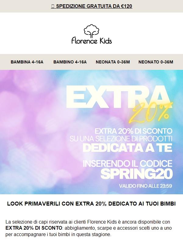 ⏳ EXTRA 20% FLORENCE KIDS: ULTIME ORE PER USARE SPRING20