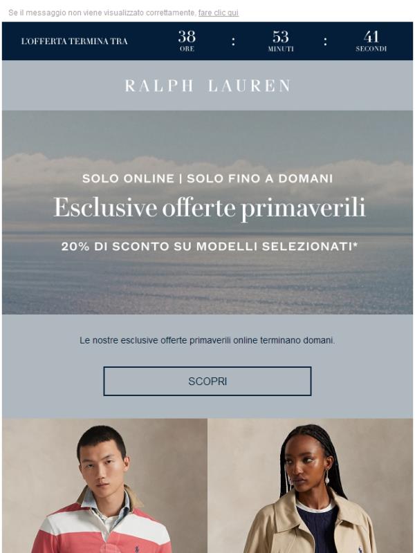 Non perdere l’occasione: lo sconto del 20% termina domani