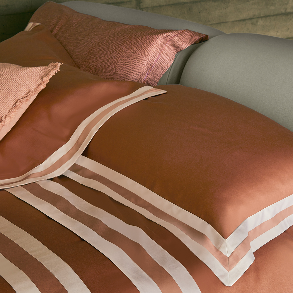 Image of COMPLETO LENZUOLA MATRIMONIALE SENTIERI SANDALO-DUSTY PINK FAZZINI