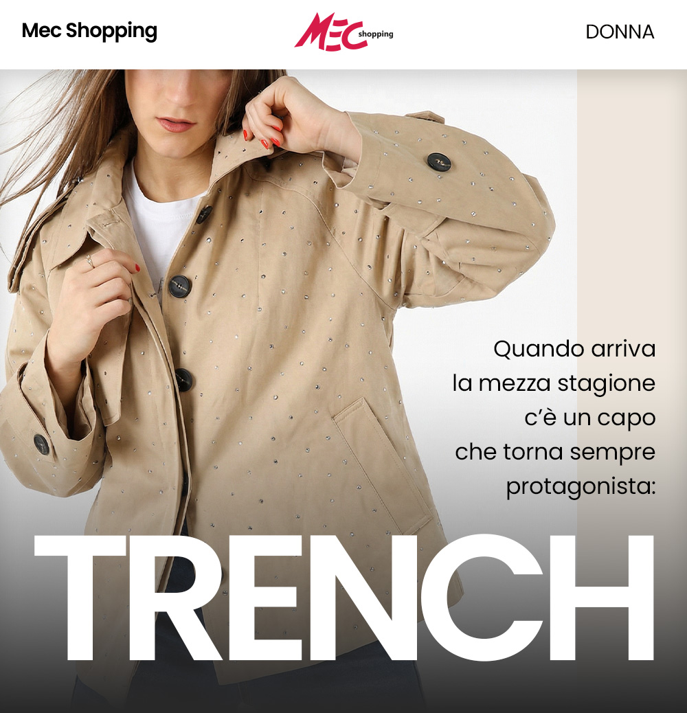 Close-up of a woman wearing a beige studded women's trench coat, fastening the collar — mid-season lightweight jacket for casual wear