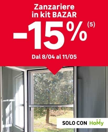 Zanzariere in kit BAZAR -15% dall'8/04 all'11/05. Solo con Homy