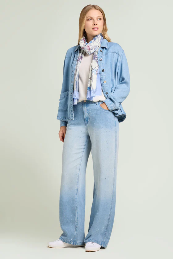 JEANS WIDE LEG CON PUNTI LUCE