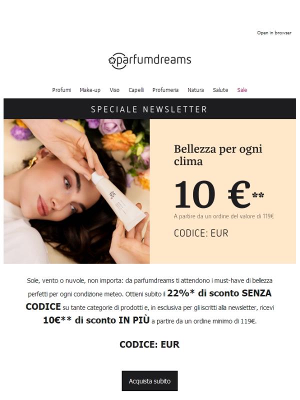 22% + 10€ EXTRA per te, Beauty