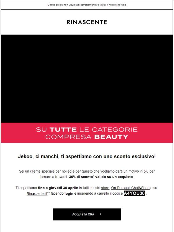 Ci manchi: 30% di sconto per te!