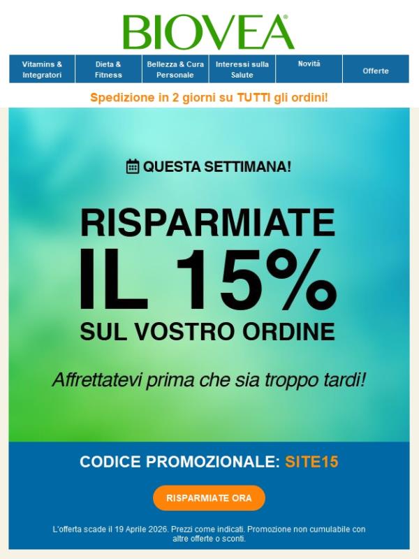🌿La Tua Offerta Esclusiva del 15% di Sconto è Qui!