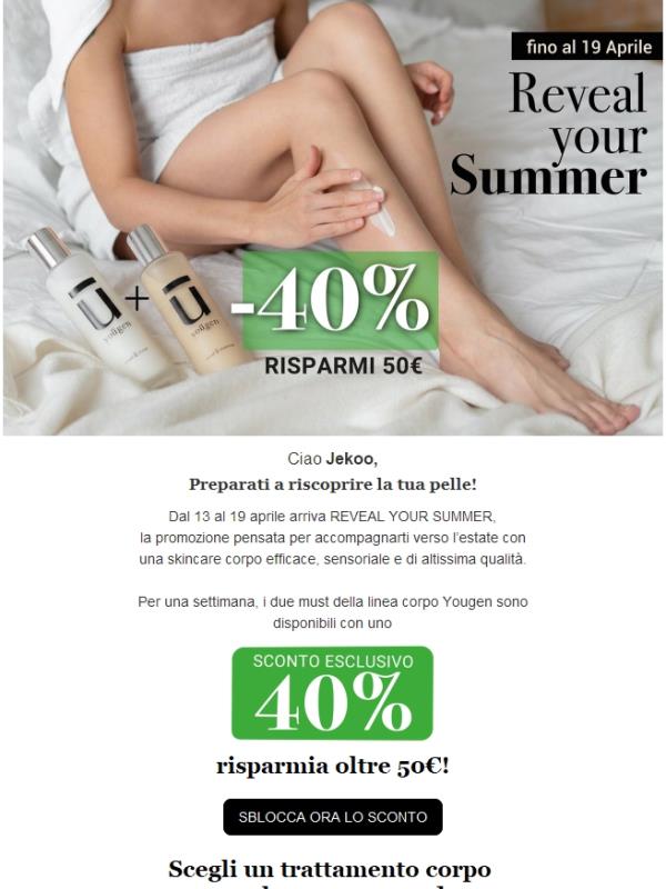 🏖️ Solo pochi giorni -40% sulla tua skincare corpo estiva.