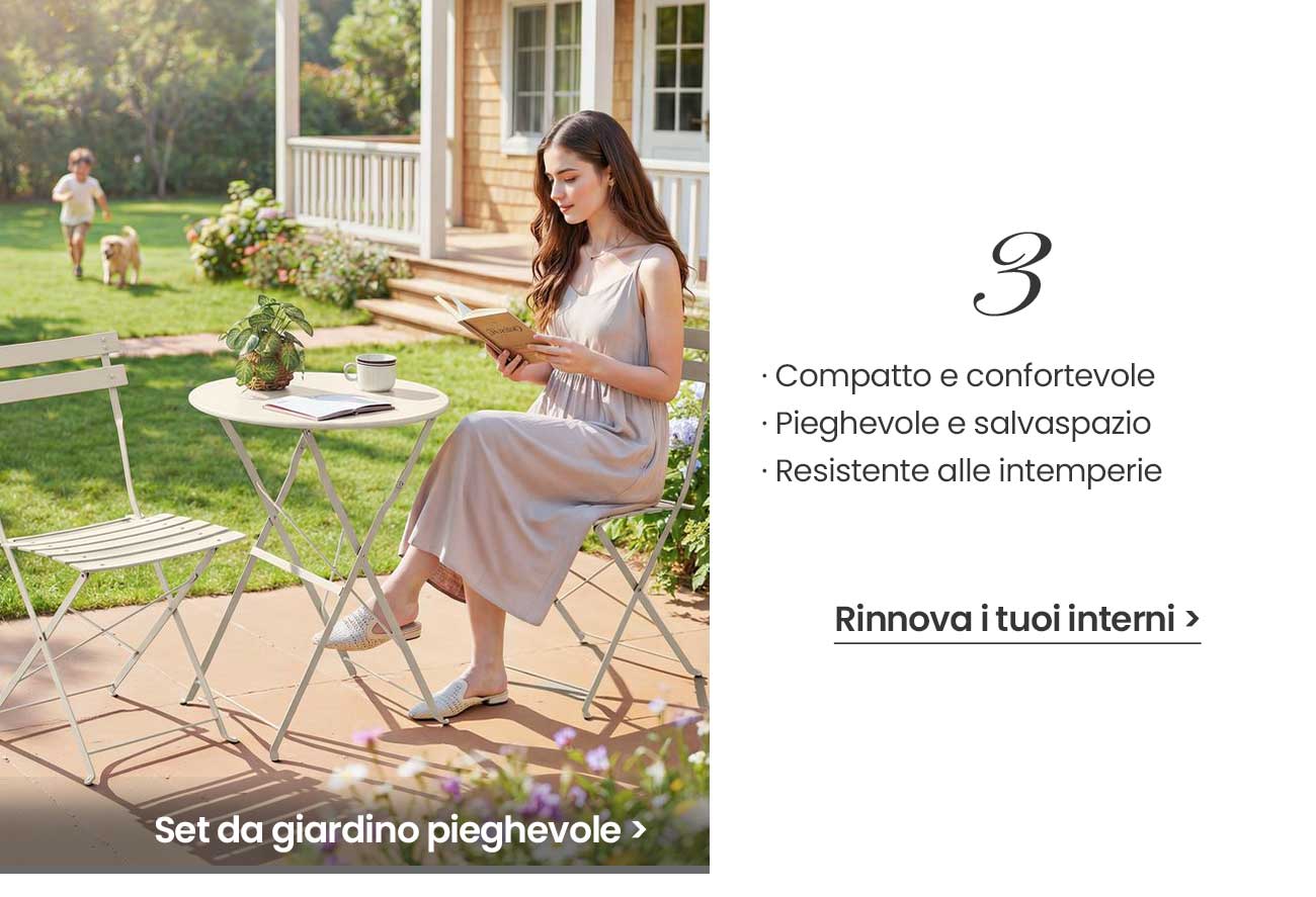 Set da Giardino Pieghevole con 2 Sedie y 1 Tavolo Beige Cappuccino