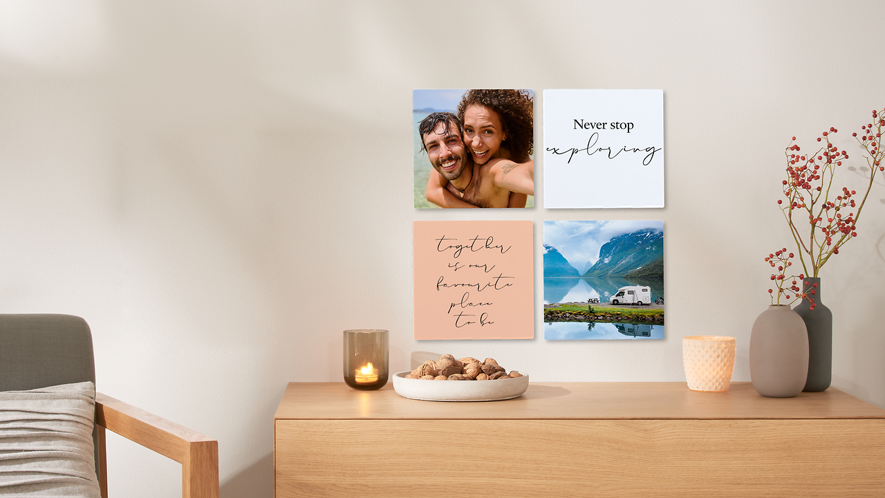 Square Pixum con foto di coppia, design e scritte