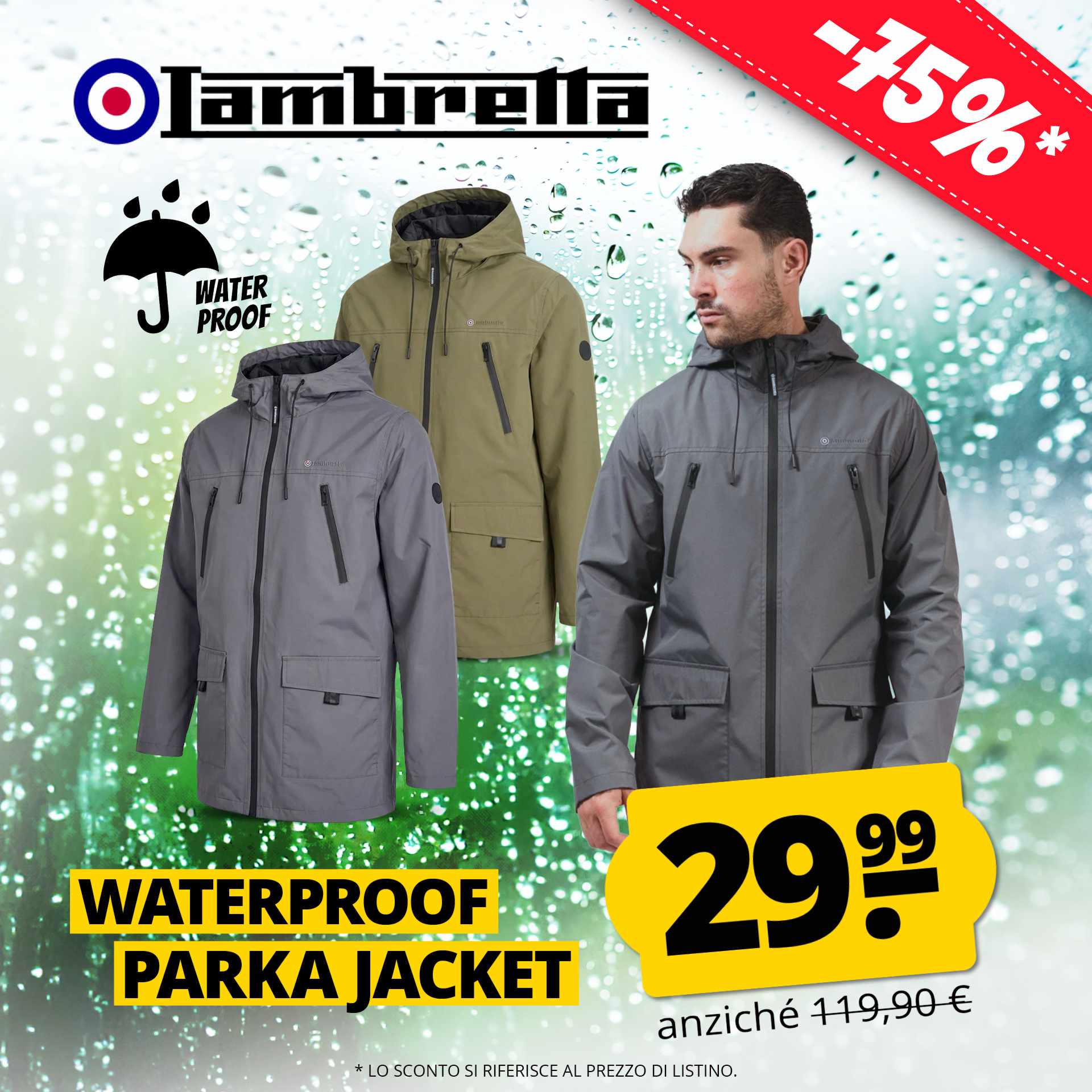 lambretta terrace waterproof uomo parka giacca
