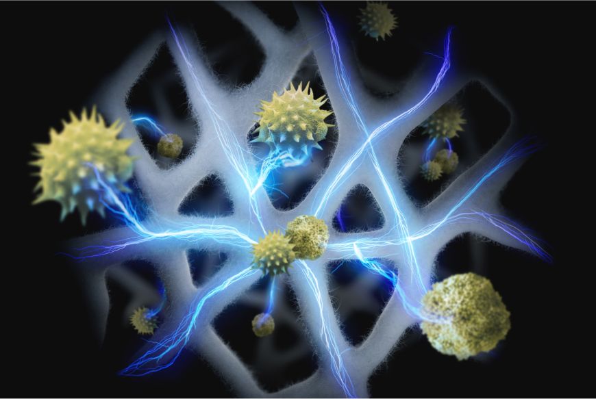 Rappresentazione degli allergeni catturati dal purificatore Dyson HushJet Purifier Compact.