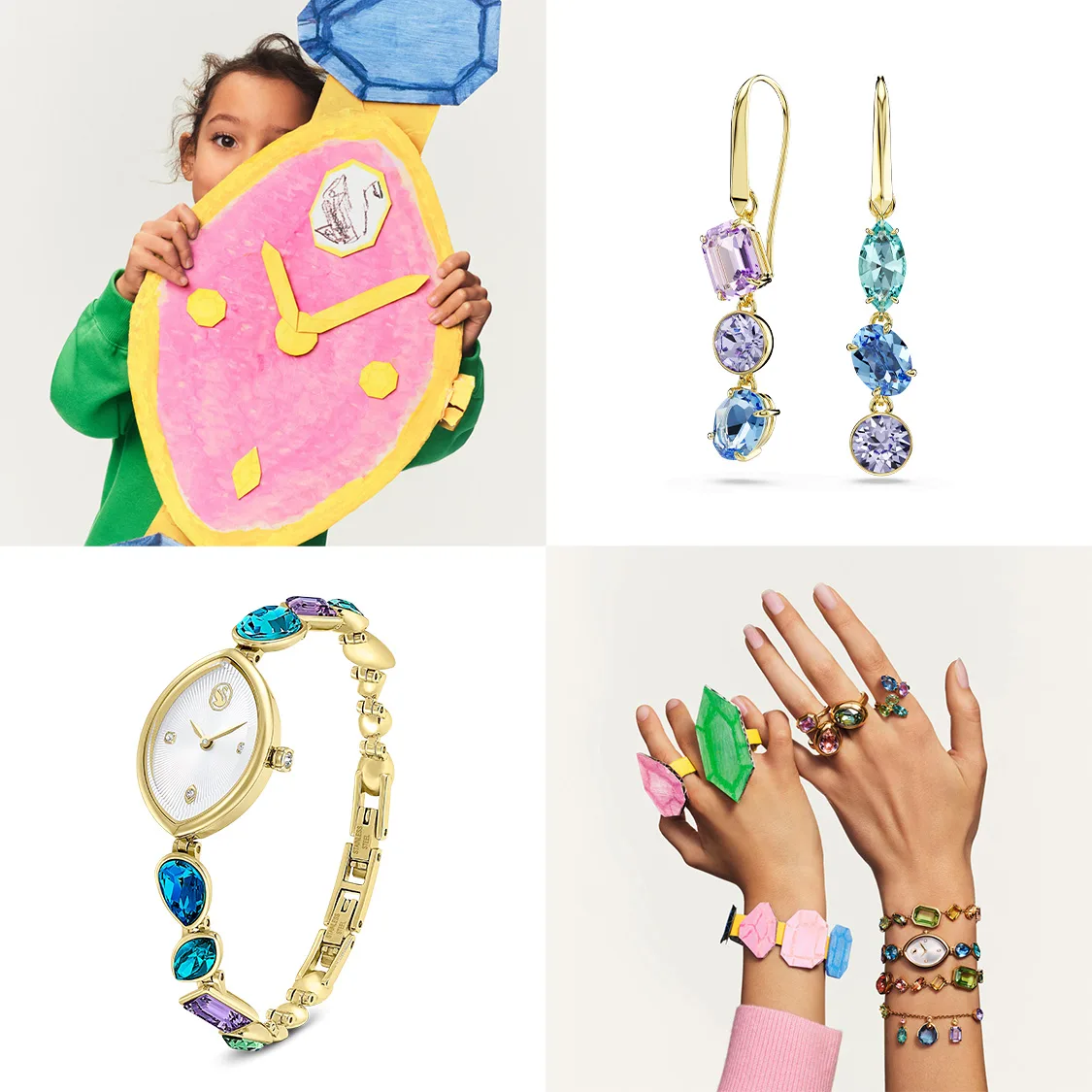 Orologio e orecchini pendenti Gema