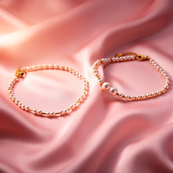 bracciali in oro giallo e perle