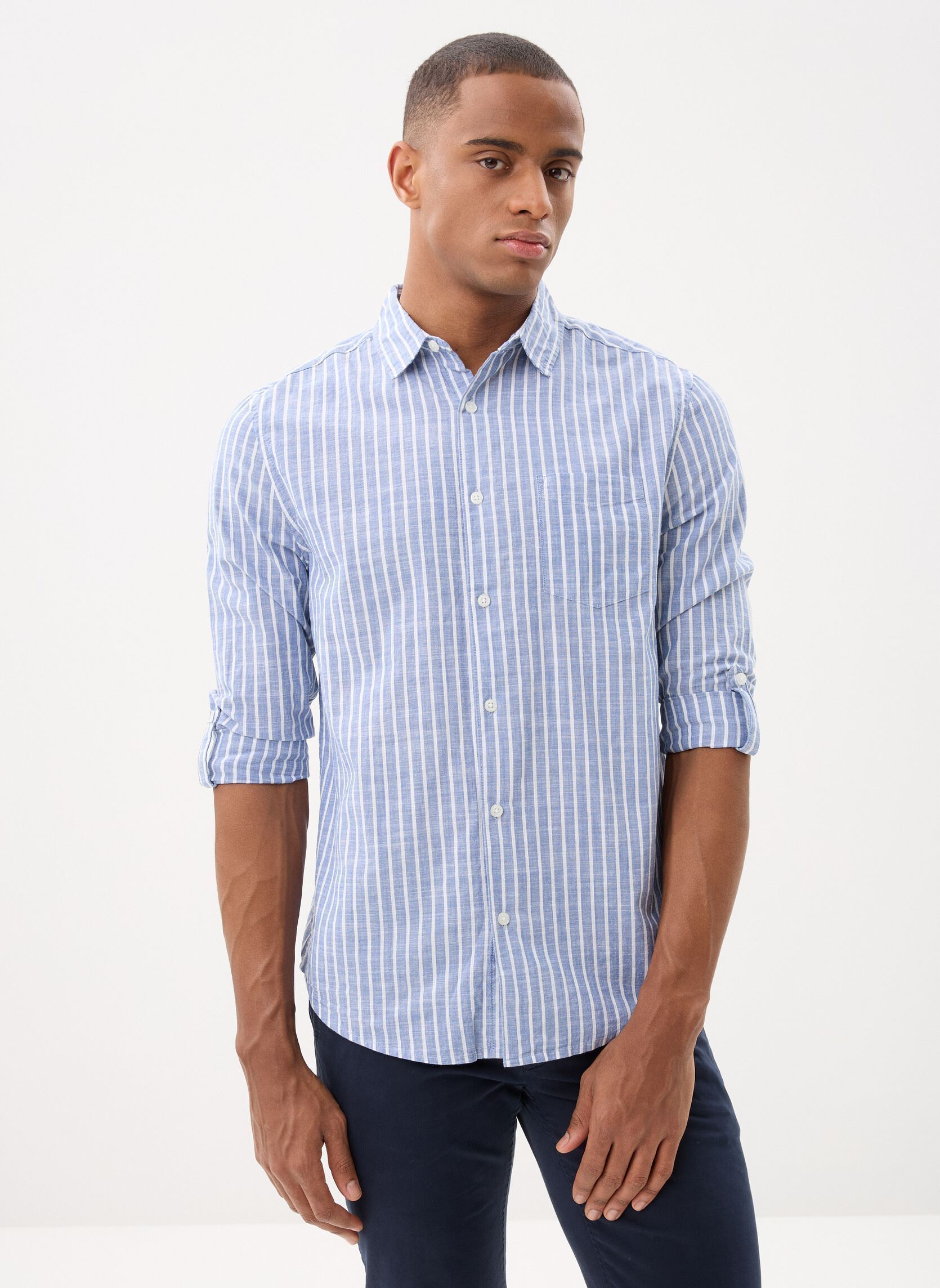 MADE BY Chemises CHEPERFECT rayures homme bleu