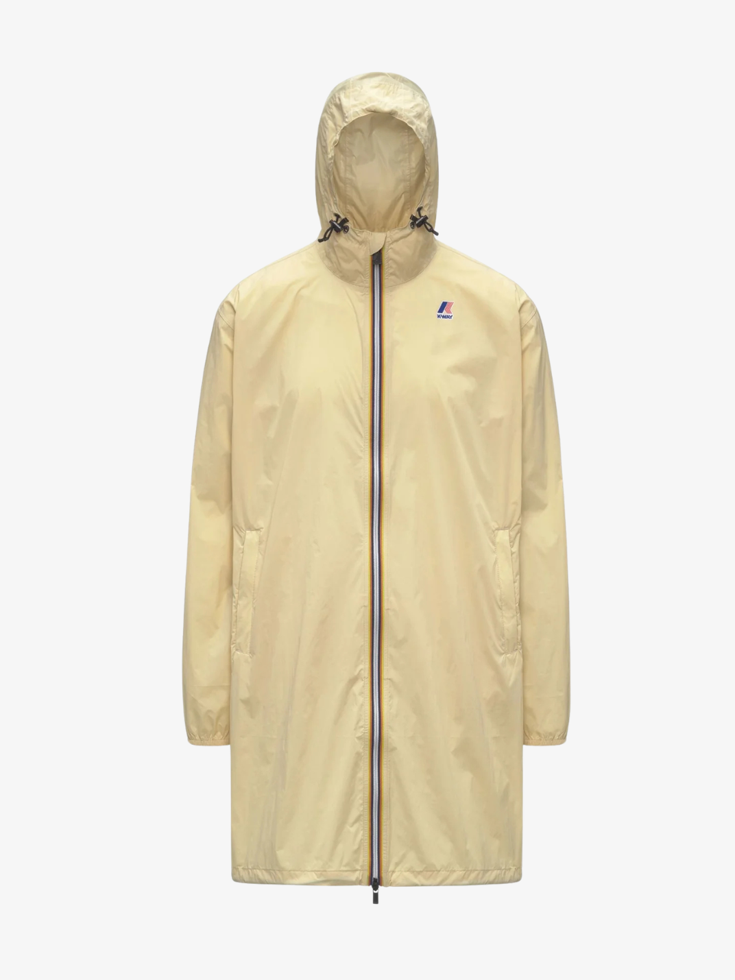 an image of a light blue jacket with a zippered hood