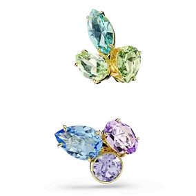 Orecchini ear cuff Gema, Design asimmetrico, Taglio misto, Multicolori, Placcato color oro <br />