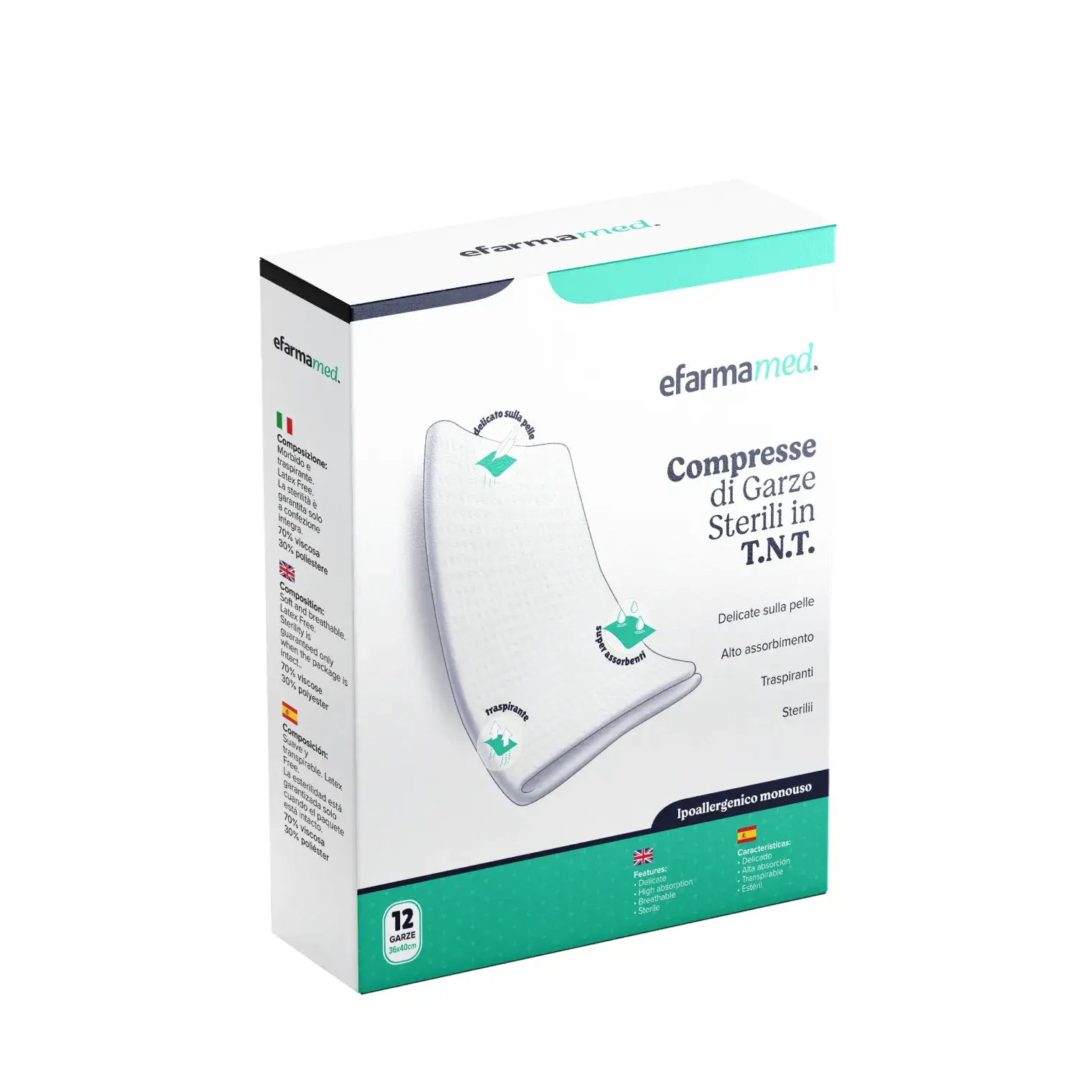 eFarmaMed Compresse di Garze Sterili in TNT per Medicazioni 12 Garze