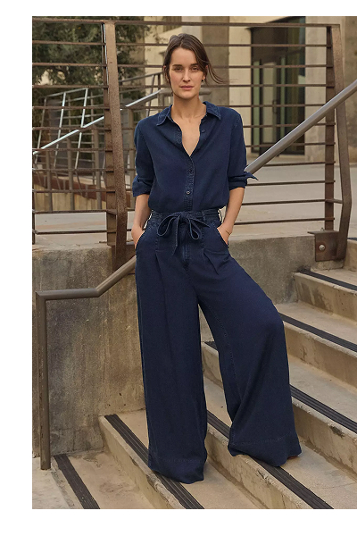 Regular Pleated Wide Leg Lightweight Jean