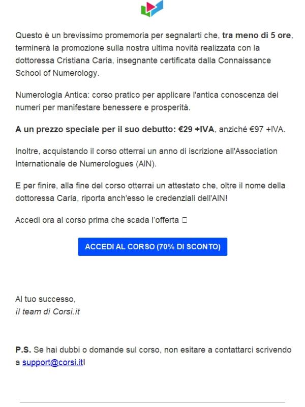 Ultime 5 ore rimaste per averla al -60% di sconto.